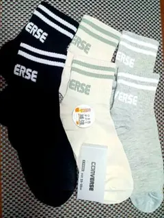 ①23−25cmコンバースCONVERSE ストライプソックス 3色セット