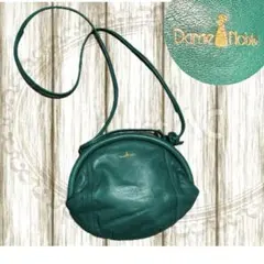 レザー vintage ショルダーバッグ グリーン ゴールド ロゴ ポシェット