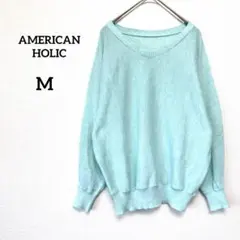 【アメリカンホリック】サマーニット M ミントブルー Vネック ゆったりのサムネイル