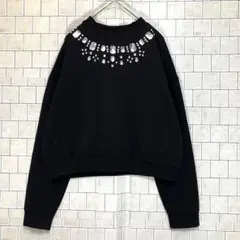 BLUE STRIVE ビジュー装飾 ブラック スウェット サイズM 人気カラー