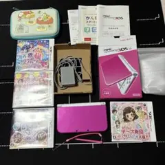 任天堂3DSLL ピンクホワイト美品　ソフト　ケース　アダプターまとめ売り