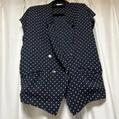 ドット柄 ノースリーブ ジャケット ブラック