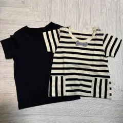 80㎝　ベビーTシャツ　ボーダー　黒無地のサムネイル