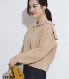 basement online 襟付きハーフジップニット