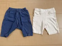 ベビー 半ズボン　レギンス　2点セット　ネイビー　白　UNIQLO バースデイ
