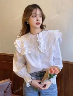 SHEIN フリルブラウス ホワイト