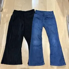 110cm デニムとストレッチ素材のパンツ2点セット