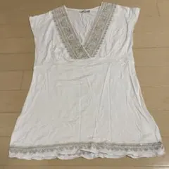 Sugar Rose 半袖トップス ビーズ刺繍 ホワイト Fのサムネイル