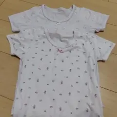 花柄リボン付き半袖肌着 120サイズ 2枚セット