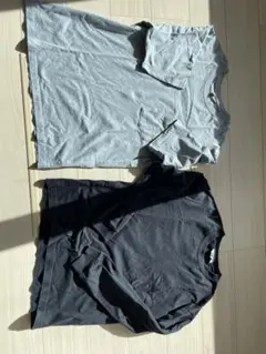 グレー ブラック ポケット付き長袖Tシャツセット