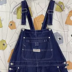 人気☆オーバーオール ゆったり 作業パンツ 膝にビックロゴ シミ貫禄 破れイカす