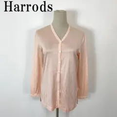 ハロッズ 長袖カーディガン ピンク オレンジ 綿100％ M B1542