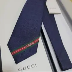GUCCI ネイビー ストライプ ネクタイ