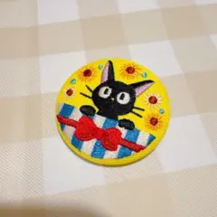 ジブリ 刺繍缶バッジ 魔女の宅急便 ジジ