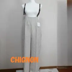 新品☆タグ付　CHIGNON シニヨン　ワイドパンツ　サロペット　Ｍ～Ｌ　生成り