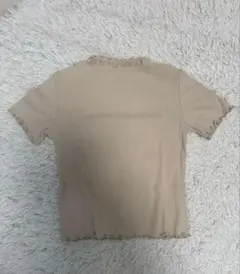 GU ベージュ リブ編み Tシャツ XL