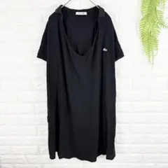 ラコステ【38】半袖ロング丈ポロシャツ チュニック 鹿の子 日本製 シルバーワニ