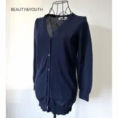 BEAUTY&YOUTH ネイビー Vネック ロングカーディガン