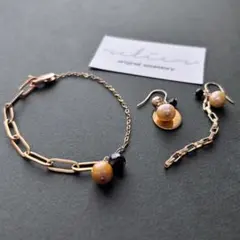 セット❤︎perl × blackspinel ピアス/イヤリング ブレスレット