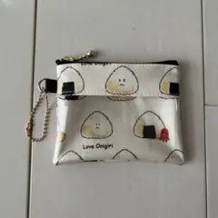 パスケース ミニポーチ ラミネート おにぎり 生成り ハンドメイド