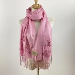 新品 Guy Laroche シルク カシミヤ刺繍大判ストール 花柄