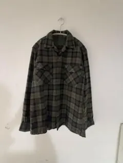 50s vintage ネルシャツ オンブレチェックシャツ　右袖破れあり