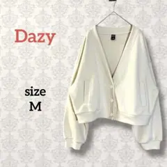 デイジー【M】ドロップショルダースウェットカーディガン Vネック アイボリー