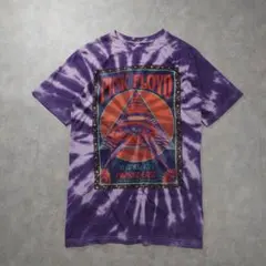 PINK FLOYD古着半袖バンドTシャツプリントロゴタイダイパープルK98