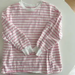 ピンク ボーダーTシャツ 長袖 140
