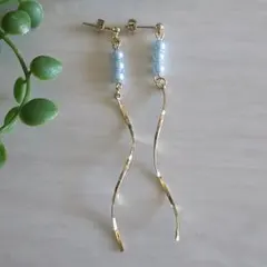 ３連 ロング パール ピアス No.433