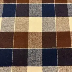 先染め生地（紺×ベージュ×茶のチェック柄ツイル)