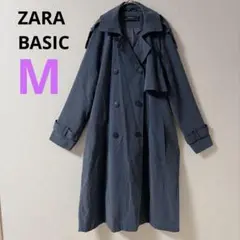 【ザラ】ZARA BASIC トレンチコート スプリングコート　ダークブルー　Ｍ