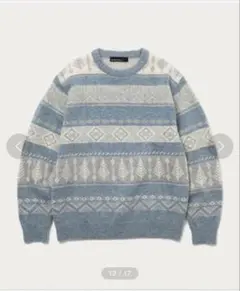 グリーンレーベルリラクシング　ツリー　ジャガード　クルーネック　ニット　セーター