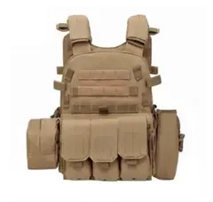 6094 カーキカラー タクティカルベスト プレートキャリア