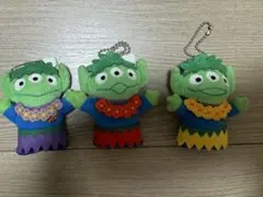 リトルグリーンメン ハワイアン　ピンバッジ キーホルダー ストラップ 3個セット