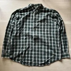 Eddie Bauer グリーンチェック長袖シャツ L