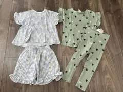 H&M マイリトルワンダー ベビー パジャマ 水色 チェック ハート柄 95