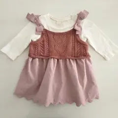ワンピース リボン ロンパース ベビー服 petit 長袖ロンパース
