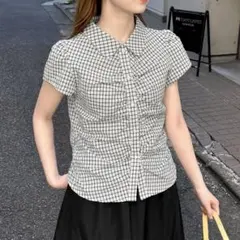 tiptop フロントギャザー丸襟ブラウス　アイボリーのサムネイル
