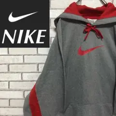 レア☆ナイキ☆ロゴプリント レッド ライン 切り替え ドライ パーカー