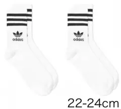 品　アディダス 22-24cm ソリッド　ミッドクルーソックス　白2足セット