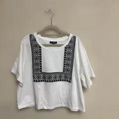 TOP SHOP シロ刺繍　クロップドTシャツのサムネイル