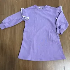 パープルフリル長袖 ワンピース