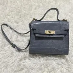 ブルー クロコダイル風2wayショルダーバッグ