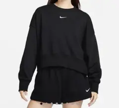 【NIKEナイキ】ショート丈スウェット　トレーナー　センターロゴ刺繍　XL
