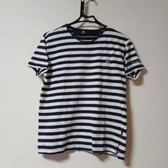 TIMOTHY ボーダー Tシャツ ゆったりめ ワンちゃん刺繍ロゴ入り Mサイズのサムネイル