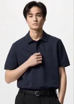 ユニクロ　ドライカノコポロシャツ　紺　定番　Lサイズ