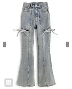 GRL サイドカットアウトリボンフレアデニムパンツ[cu578] S