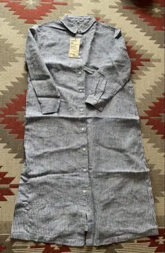 ストライプ 長袖シャツワンピース