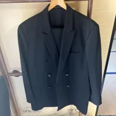 ブラック ダブルブレスト ビジネススーツ